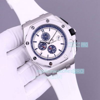 Perfect Replica Audemars Piguet Royal Oak Offshore White Dial Watch Men 44mm 